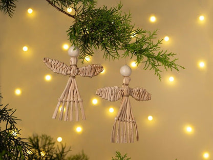 Banana Bark Angel Hanging (Set of 5) – Handcrafted Christmas Ornaments – Home Decor on Brown Living™. SKU: HG-1033. Img 1.