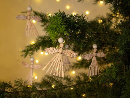 Banana Bark Angel Hanging (Set of 5) – Handcrafted Christmas Ornaments – Home Decor on Brown Living™. SKU: HG-1033. Img 6.