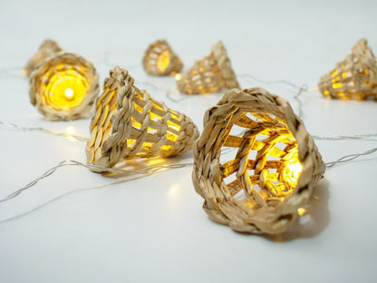 Banana Bark Bell Fairy Lights | Handcrafted Eco Décor | 3 Meter – Home Decor on Brown Living™. SKU: FL-1017. Img 4.