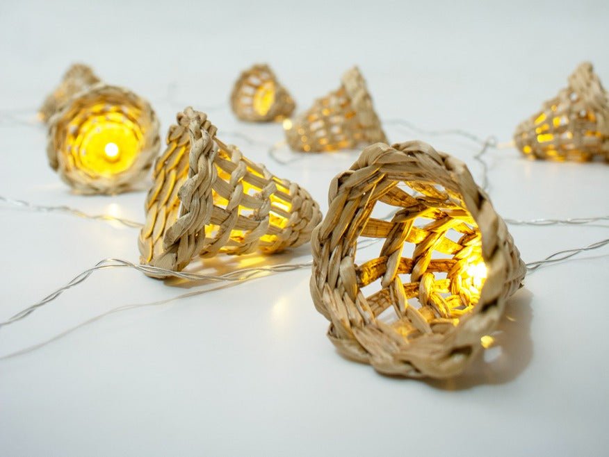 Banana Bark Bell Fairy Lights | Handcrafted Eco Décor | 3 Meter – Home Decor on Brown Living™. SKU: FL-1017. Img 4.