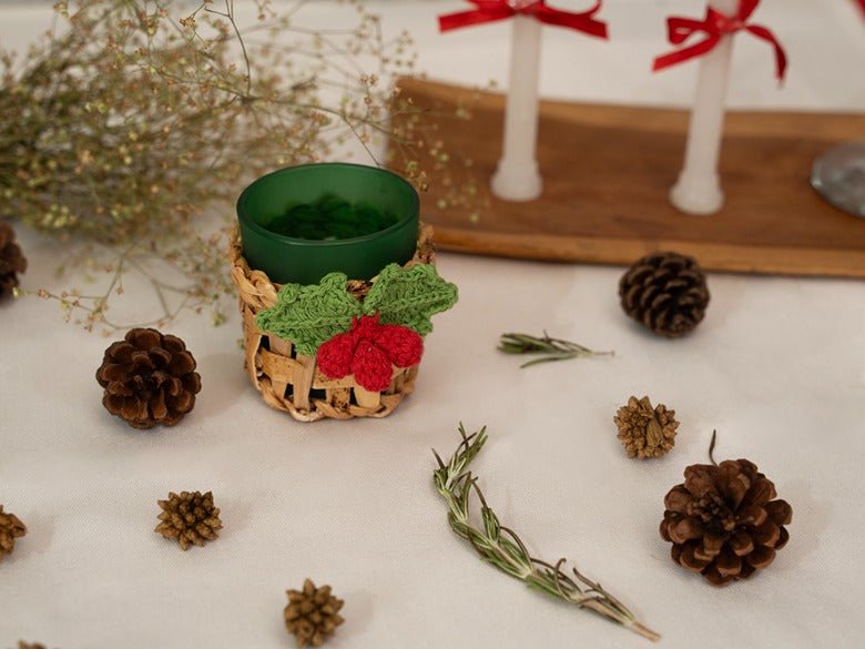 Banana Bark & Crochet Joy Tea Light Holder | Set of 3 – Home Decor on Brown Living™. SKU: TL-1050. Img 11.