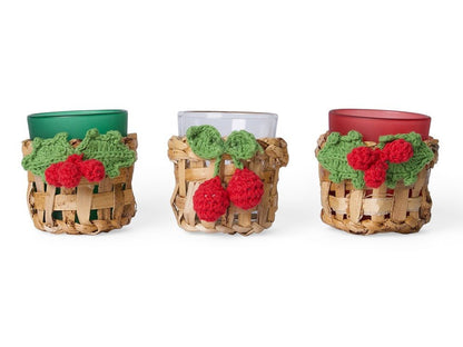 Banana Bark & Crochet Joy Tea Light Holder | Set of 3 – Home Decor on Brown Living™. SKU: TL-1050. Img 4.
