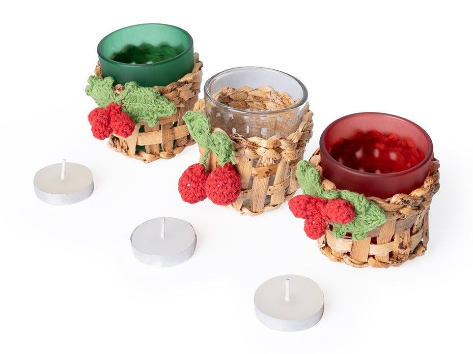 Banana Bark & Crochet Joy Tea Light Holder | Set of 3 – Home Decor on Brown Living™. SKU: TL-1050. Img 5.