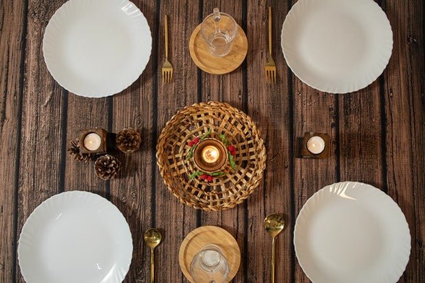 Banana Holly Berry Candle Wreath | Handcrafted Christmas Decor – Home Decor on Brown Living™. SKU: TTW-1066. Img 2.