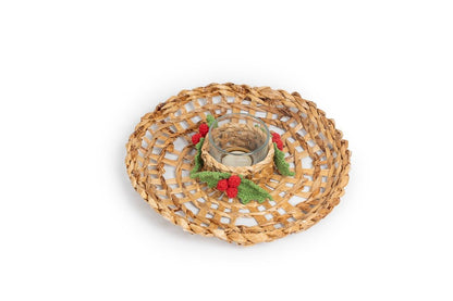 Banana Holly Berry Candle Wreath | Handcrafted Christmas Decor – Home Decor on Brown Living™. SKU: TTW-1066. Img 5.