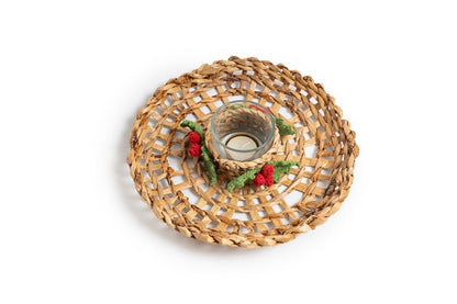 Banana Holly Berry Candle Wreath | Handcrafted Christmas Decor – Home Decor on Brown Living™. SKU: TTW-1066. Img 4.