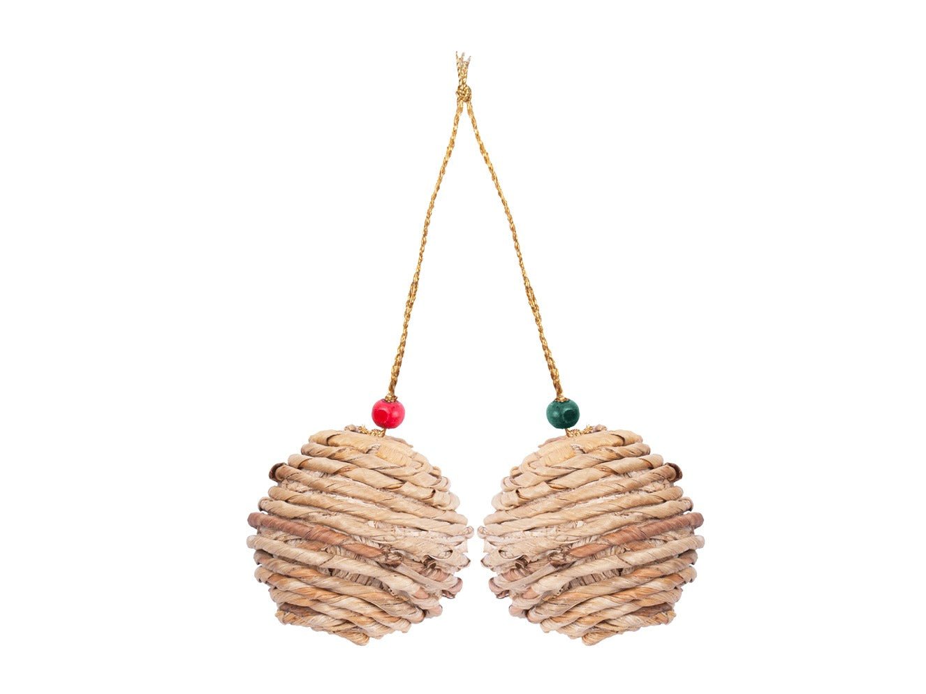 Banana Rope Ball Hanging (Set of 2) – Handcrafted Christmas Ornament – Home Decor on Brown Living™. SKU: HG-1039. Img 2.