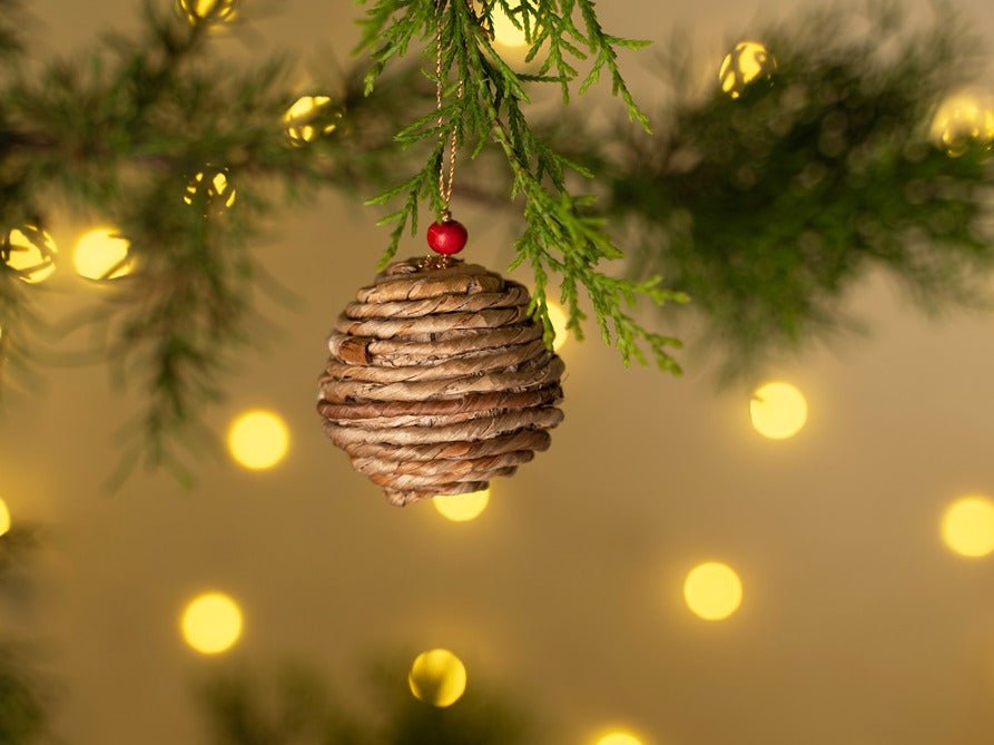 Banana Rope Ball Hanging (Set of 2) – Handcrafted Christmas Ornament – Home Decor on Brown Living™. SKU: HG-1039. Img 6.