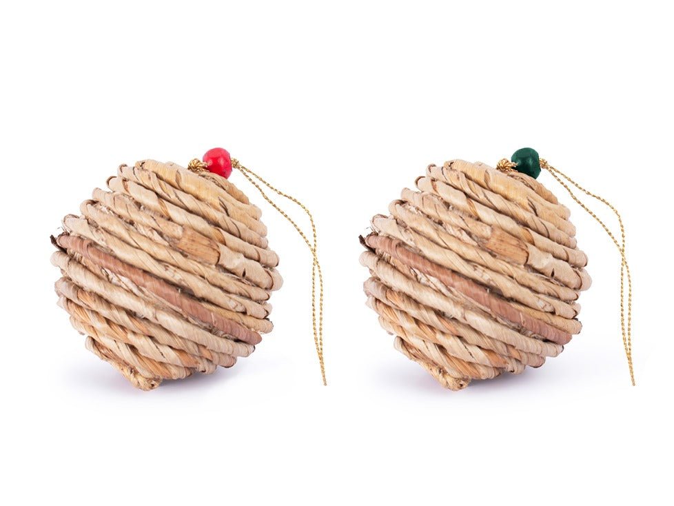 Banana Rope Ball Hanging (Set of 2) – Handcrafted Christmas Ornament – Home Decor on Brown Living™. SKU: HG-1039. Img 4.