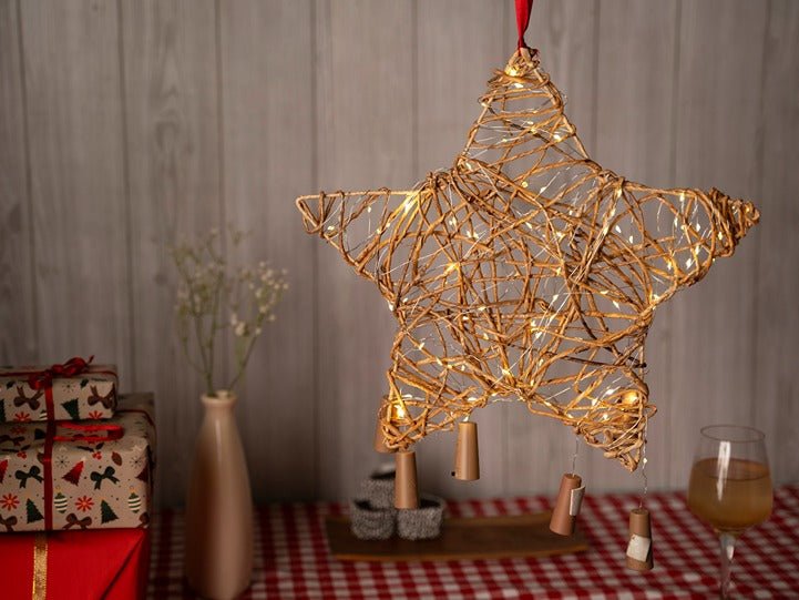 Banana Rope Hanging Star | Handcrafted Natural Christmas Decor – Home Decor on Brown Living™. SKU: HS-1020. Img 4.