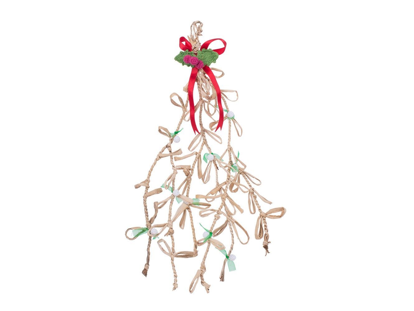 Banana Rope Mistletoe Hanging – Handcrafted Christmas Ornament – Home Decor on Brown Living™. SKU: DE-1019. Img 5.
