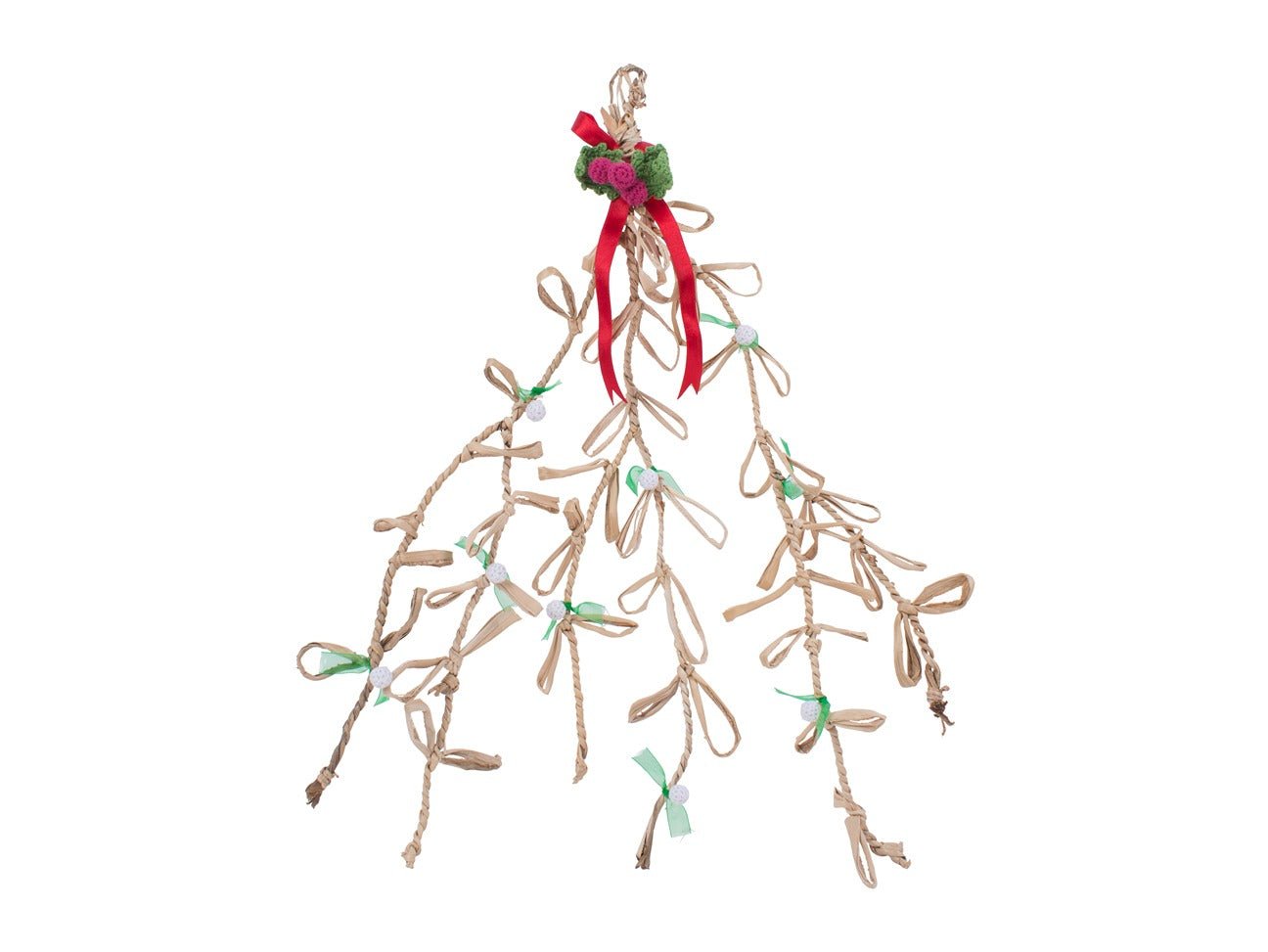Banana Rope Mistletoe Hanging – Handcrafted Christmas Ornament – Home Decor on Brown Living™. SKU: DE-1019. Img 3.