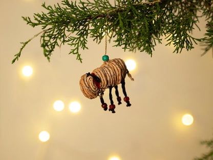 Banana Rope Sheep Hanging –Handcrafted Eco - Friendly Christmas Ornament – Home Decor on Brown Living™. SKU: HG-1034. Img 7.