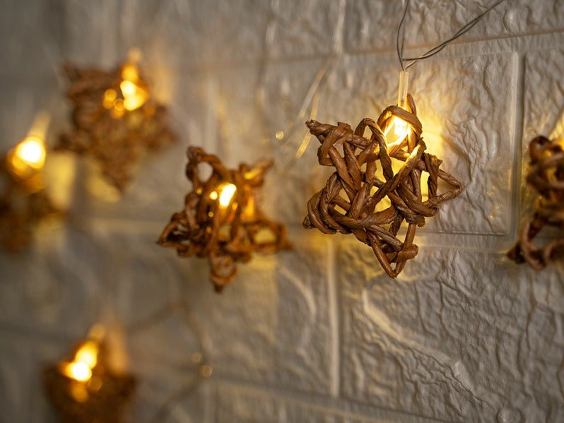 Banana Rope Star Fairy Lights | Handcrafted Natural Décor | 3 Meter – Home Decor on Brown Living™. SKU: FL-1015. Img 1.