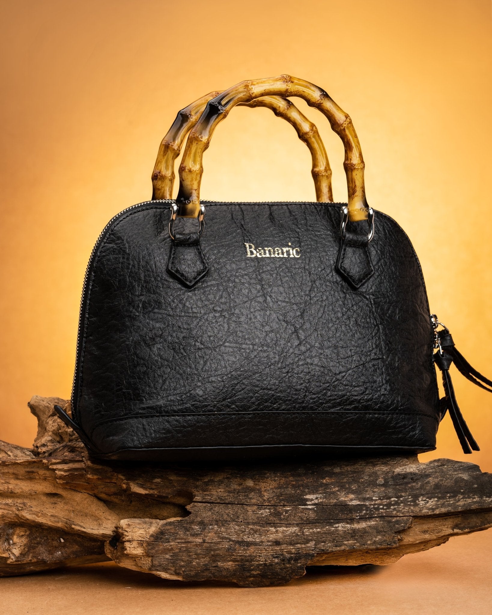 Banaric Bamboo Handle Handbag | Stylish Handmade Fashion Accessory – Hand Bag on Brown Living™. SKU: RCBAGBANARIC01ABK. Img 1.