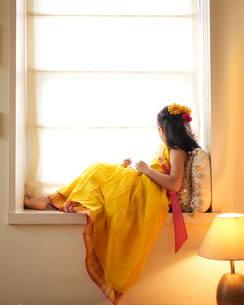 Basant Yellow Lehenga Choli – Festive & Designer Ethnic Wear for Women – Kids Ethnic Sets on Brown Living™. SKU: C35G3YL12. Img 4.
