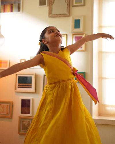 Basant Yellow Lehenga Choli – Festive & Designer Ethnic Wear for Women – Kids Ethnic Sets on Brown Living™. SKU: C35G3YL12. Img 1.