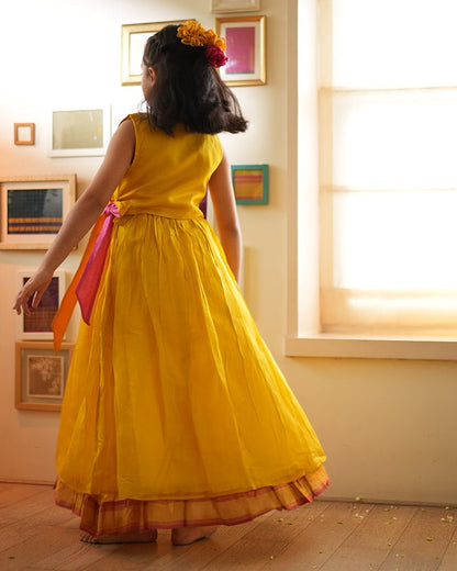 Basant Yellow Lehenga Choli – Festive & Designer Ethnic Wear for Women – Kids Ethnic Sets on Brown Living™. SKU: C35G3YL12. Img 3.