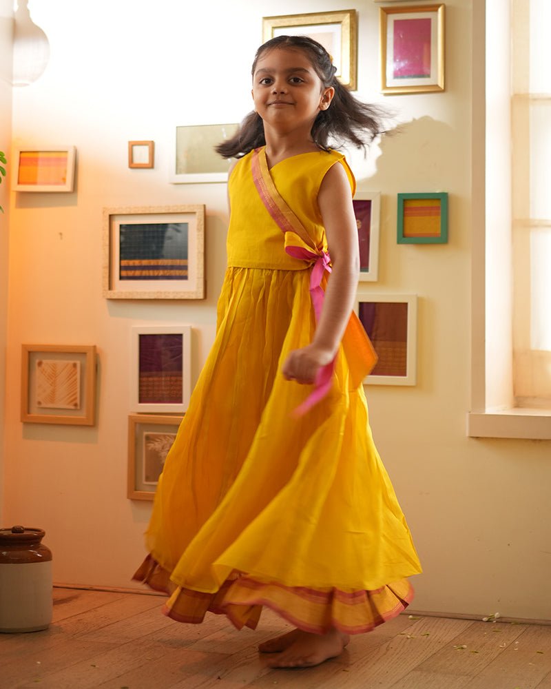 Basant Yellow Lehenga Choli – Festive & Designer Ethnic Wear for Women – Kids Ethnic Sets on Brown Living™. SKU: C35G3YL12. Img 2.