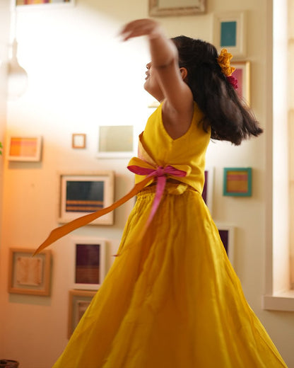 Basant Yellow Lehenga Choli – Festive & Designer Ethnic Wear for Women – Kids Ethnic Sets on Brown Living™. SKU: C35G3YL12. Img 6.
