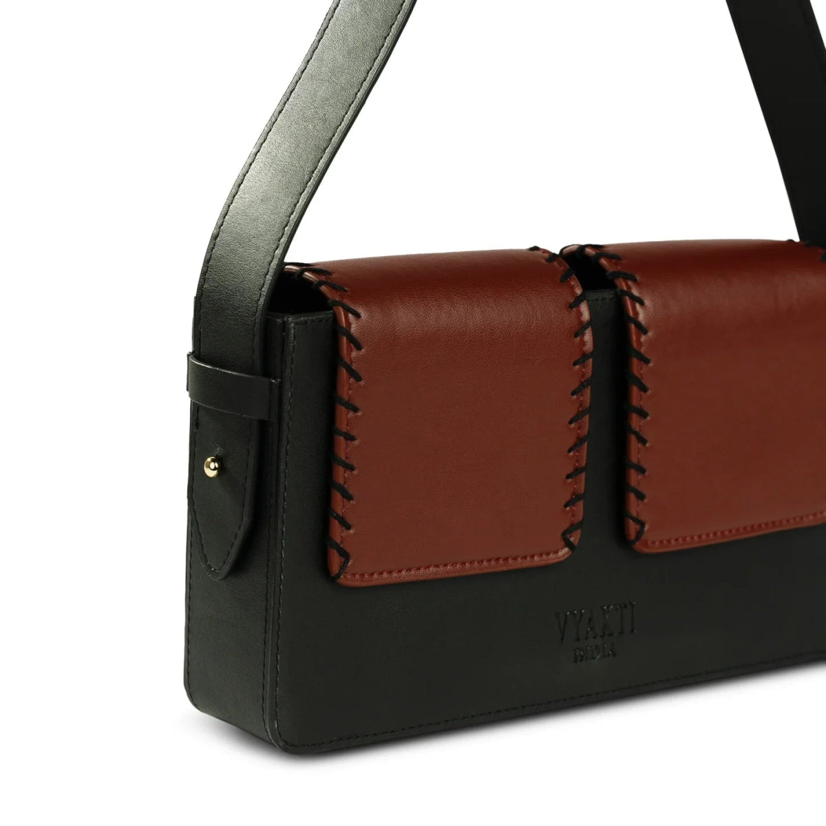 Basta - Double Flap Vegan Cactus Leather Shoulder Bag | Verified Sustainable by Brown Living™