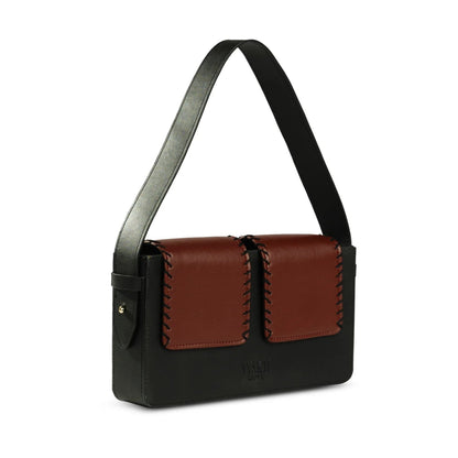 Basta - Double Flap Vegan Cactus Leather Shoulder Bag | Verified Sustainable by Brown Living™