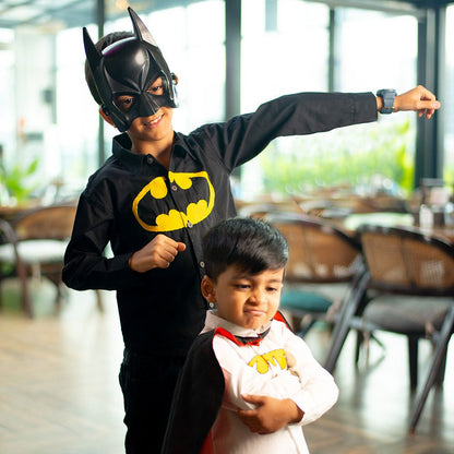 Bat Superhero Chest Icon Embroidered Organic Cotton Shirt – Kids Shirts on Brown Living™. SKU: BSC - 01. Img 8.