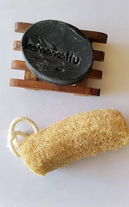Bath Soap Combo - Activated Charcoal, Lemon, Tulasi & Citrus Vanilla – Body Soap by Kamarkattu Ecostore available on Brown Living™. Activated Charcoal Soap - Pack Of 2 With Soap Dish. SKU: acs2withall. Img 6.