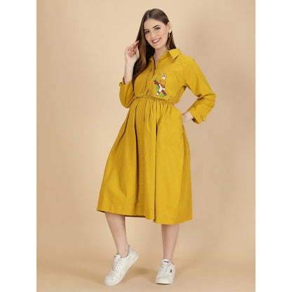 Beaky Hornbill Trench Maternity Dress For Women – Womens Maternity Wear on Brown Living™. SKU: MCBL150-. Img 4.