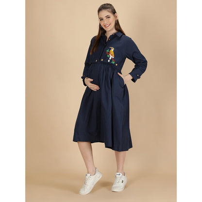 Beaky Hornbill Trench Maternity Dress For Women – Womens Maternity Wear on Brown Living™. SKU: MCBL154-. Img 2.