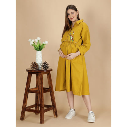 Beaky Hornbill Trench Maternity Dress For Women – Womens Maternity Wear on Brown Living™. SKU: MCBL154-. Img 1.