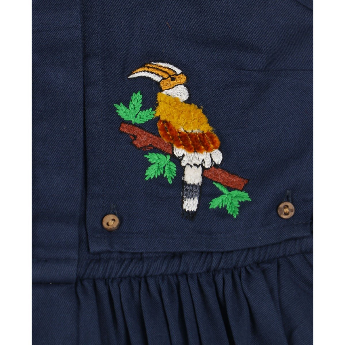 Beaky Hornbill Trench Style Dress | Cotton Dress for Girls – Kids Daywear Sets on Brown Living™. SKU: MCBL100BL. Img 7.