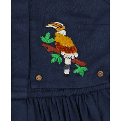 Beaky Hornbill Trench Style Dress | Cotton Dress for Girls – Kids Daywear Sets on Brown Living™. SKU: MCBL100BL. Img 7.