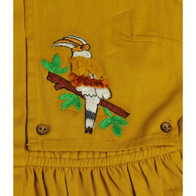Beaky Hornbill Trench Style Dress | Cotton Dress for Girls – Kids Daywear Sets on Brown Living™. SKU: MCBL100BL. Img 3.