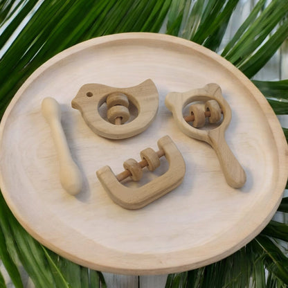 Beautiful Dove, Mickey Head, C - Shaped & Dumbbell Shaped Rattles – Wooden Toys on Brown Living™. SKU: RT_DV-MKHD-C-DBL. Img 3.