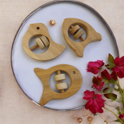 Beautiful Rattle Toys – Dove, Fish & Rocket Shapes For Babies – Baby Rattles on Brown Living™. SKU: R_DV-FSH-RKT. Img 1.
