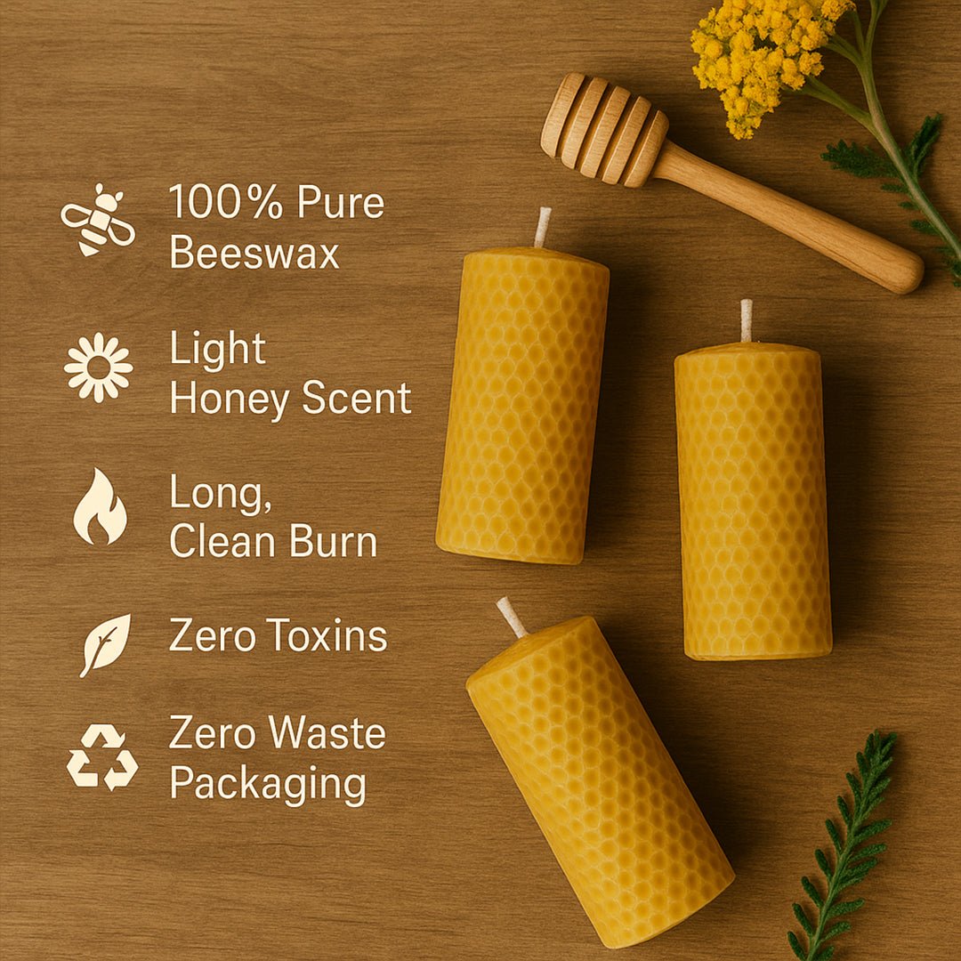 BEE Happy | Inspirational Candle (pack of 3) – Candles & Fragrances by Pratha available on Brown Living™. . SKU: pnhpl - beesCandle - 02. Img 3.