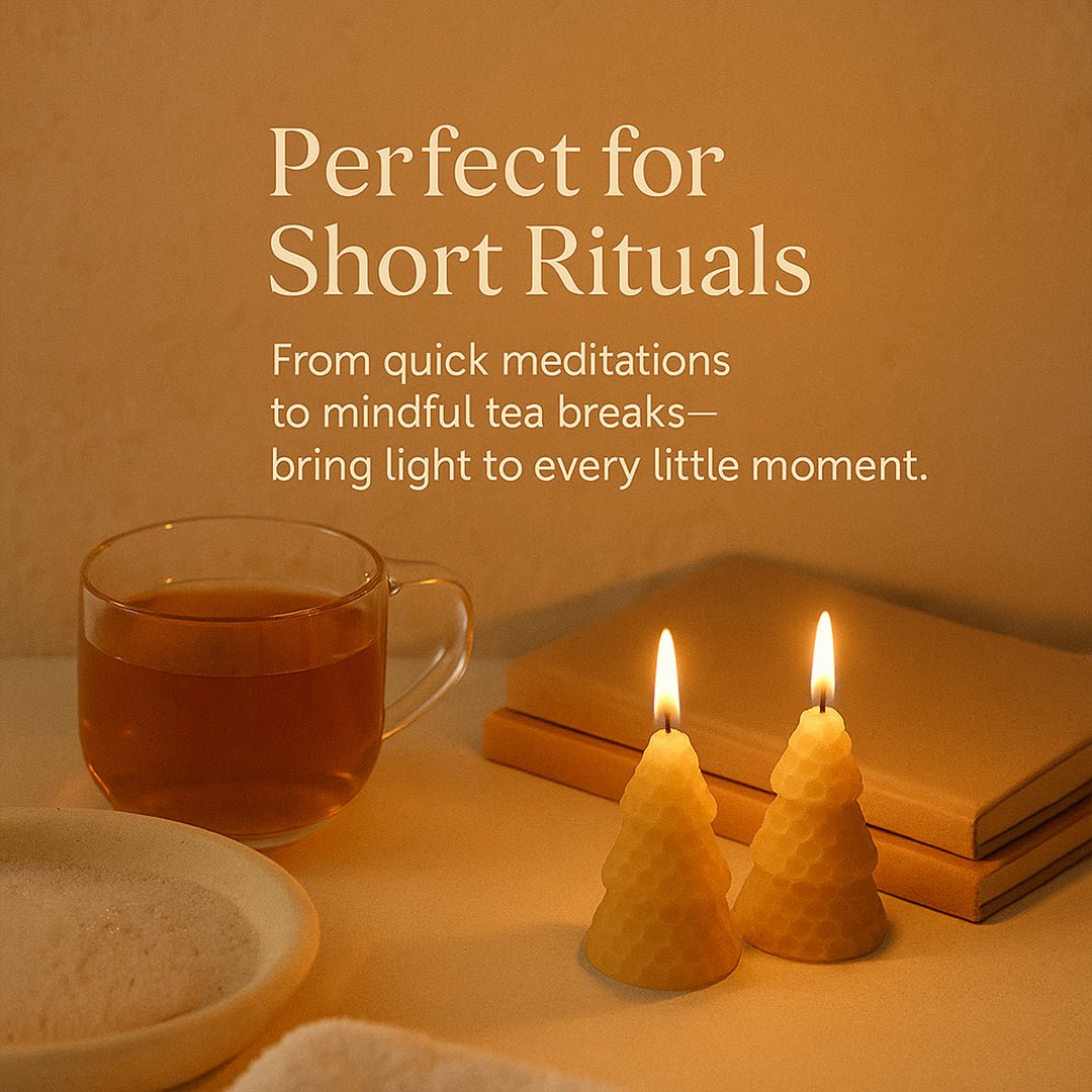 BEE Happy | Pure Beeswax Hand - Rolled Tree Candle - Pack of 3 – Candles & Fragrances by Pratha available on Brown Living™. . SKU: pnhpl - beesCandle - 06. Img 3.