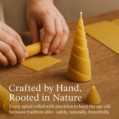 BEE Happy | Pure Beeswax Hand - Rolled Tree Candle - Pack of 3 – Candles & Fragrances on Brown Living™. SKU: pnhpl - beesCandle - 06. Img 6.