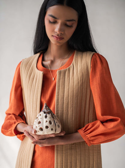 Beige Kala Front Open Quilted Cotton Jacket for Women – Womens Jacket on Brown Living™. SKU: DCSS25L05S. Img 2.