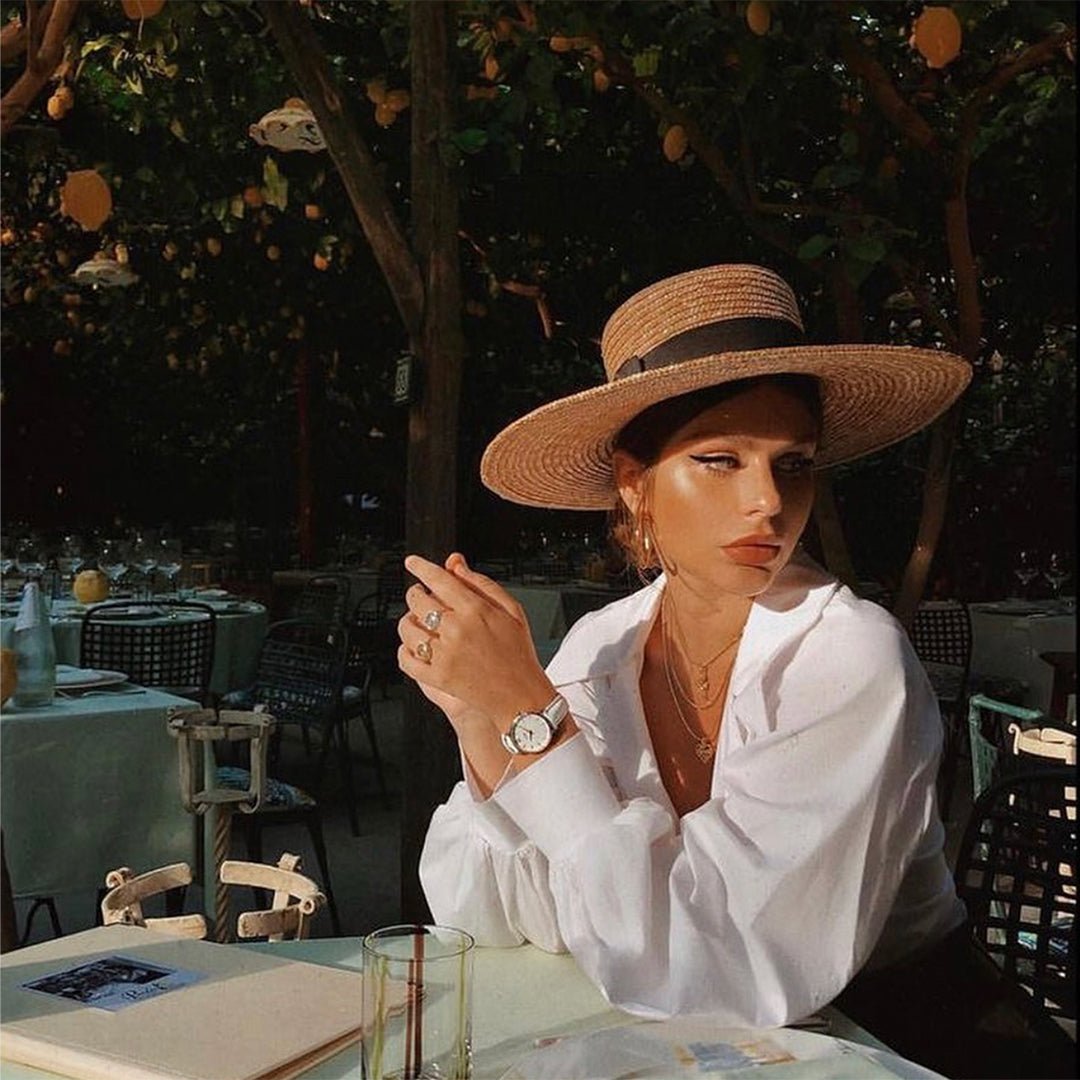 Bella Boater Hat | Natural Wheat Straw | Handcrafted Summer Hat – Womens Hat on Brown Living™. SKU: MBNL002003. Img 3.