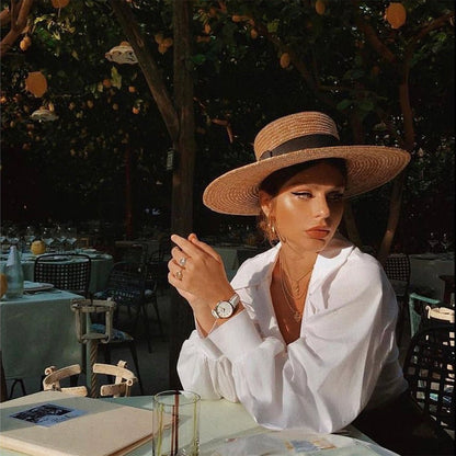 Bella Boater Hat | Natural Wheat Straw | Handcrafted Summer Hat – Womens Hat on Brown Living™. SKU: MBNL002003. Img 3.