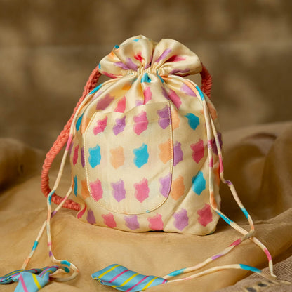 Belle Printed Potli Bag | Elegant Drawstring Pouch – Handbags on Brown Living™. SKU: AM-POT-Belle. Img 2.