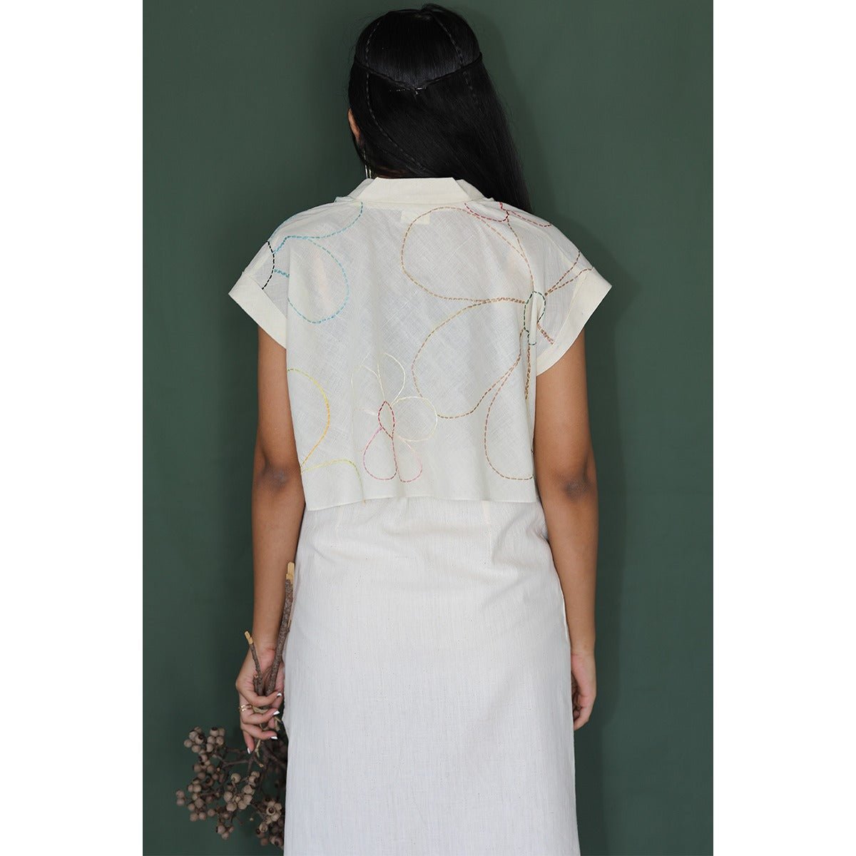 Bellies Crop Blouse for Women | Ethnic & Fusion Wear – Womens Blouse on Brown Living™. SKU: DL0128XSn. Img 3.