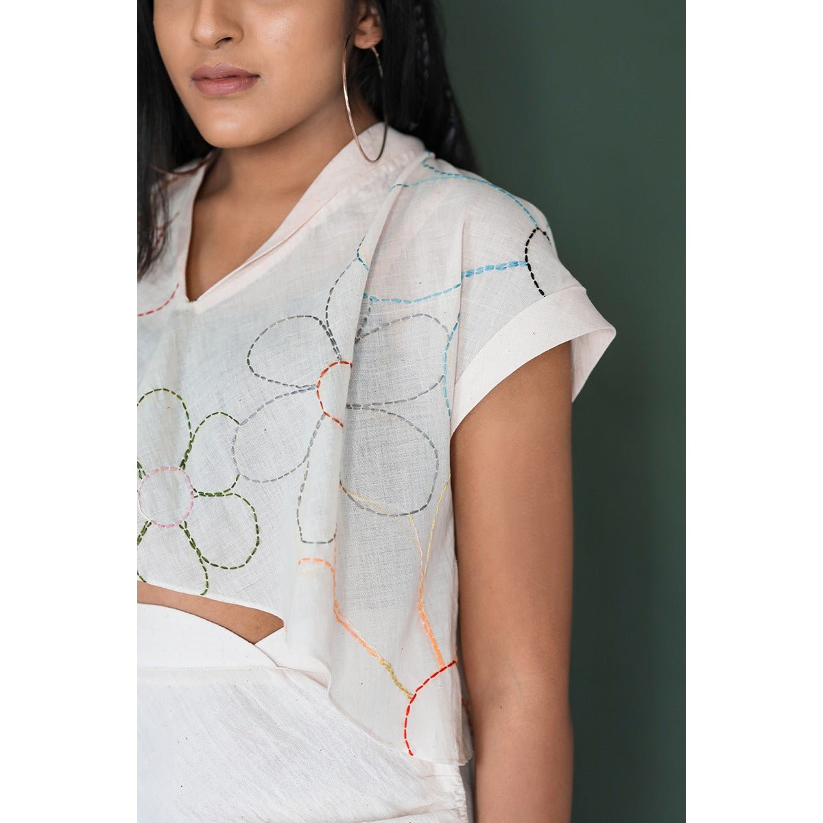 Bellies Crop Blouse for Women | Ethnic & Fusion Wear – Womens Blouse on Brown Living™. SKU: DL0128XSn. Img 2.