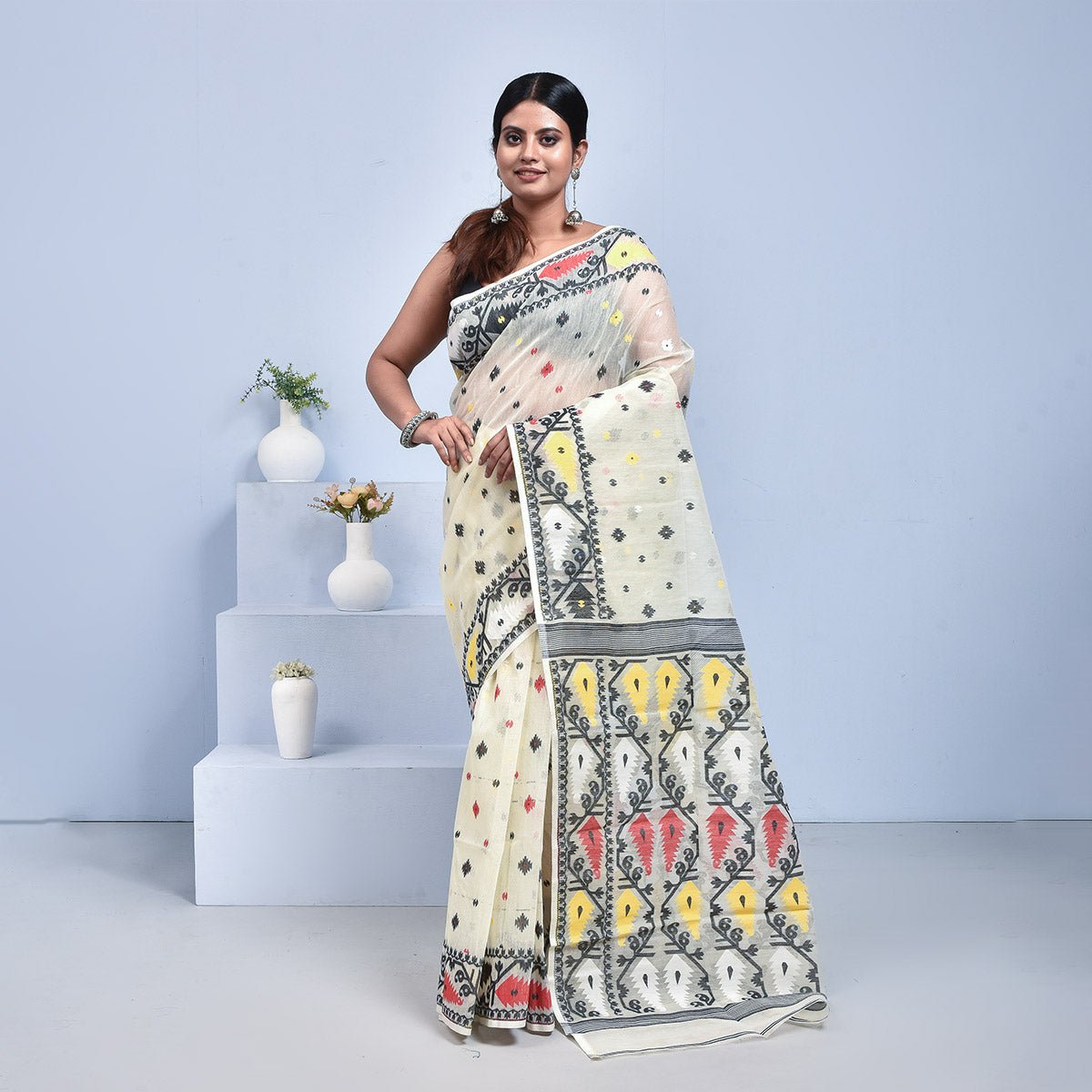 Bengal Dhakai Jamdani Saree – Womens Saree by Stotra available on Brown Living™. Tercha . SKU: ST - DHA - TER - 01. Img 2.