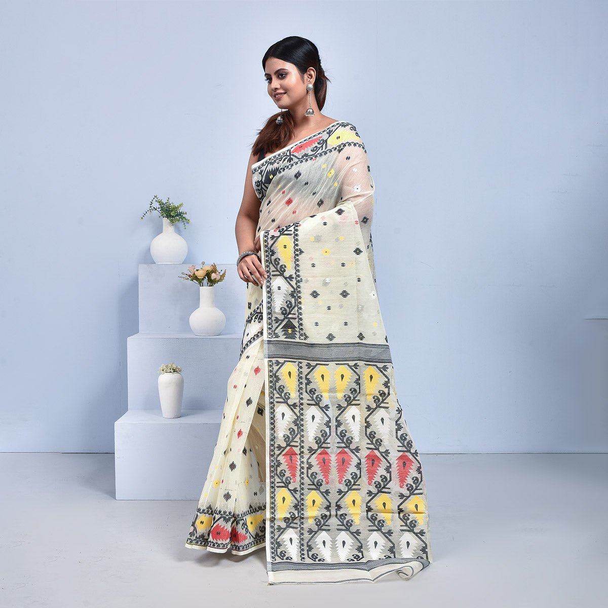 Bengal Dhakai Jamdani Saree – Womens Saree by Stotra available on Brown Living™. Tercha . SKU: ST - DHA - TER - 01. Img 3.