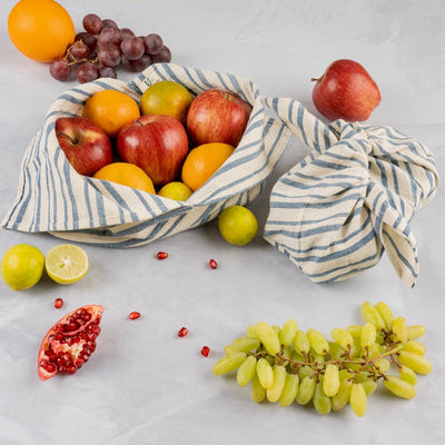 Bento Bag - Japanese knot bags in organic kala Cotton - Set of 2 – Fridge Vegetable Bags on Brown Living™. SKU: TBB - 2M - BS. Img 6.