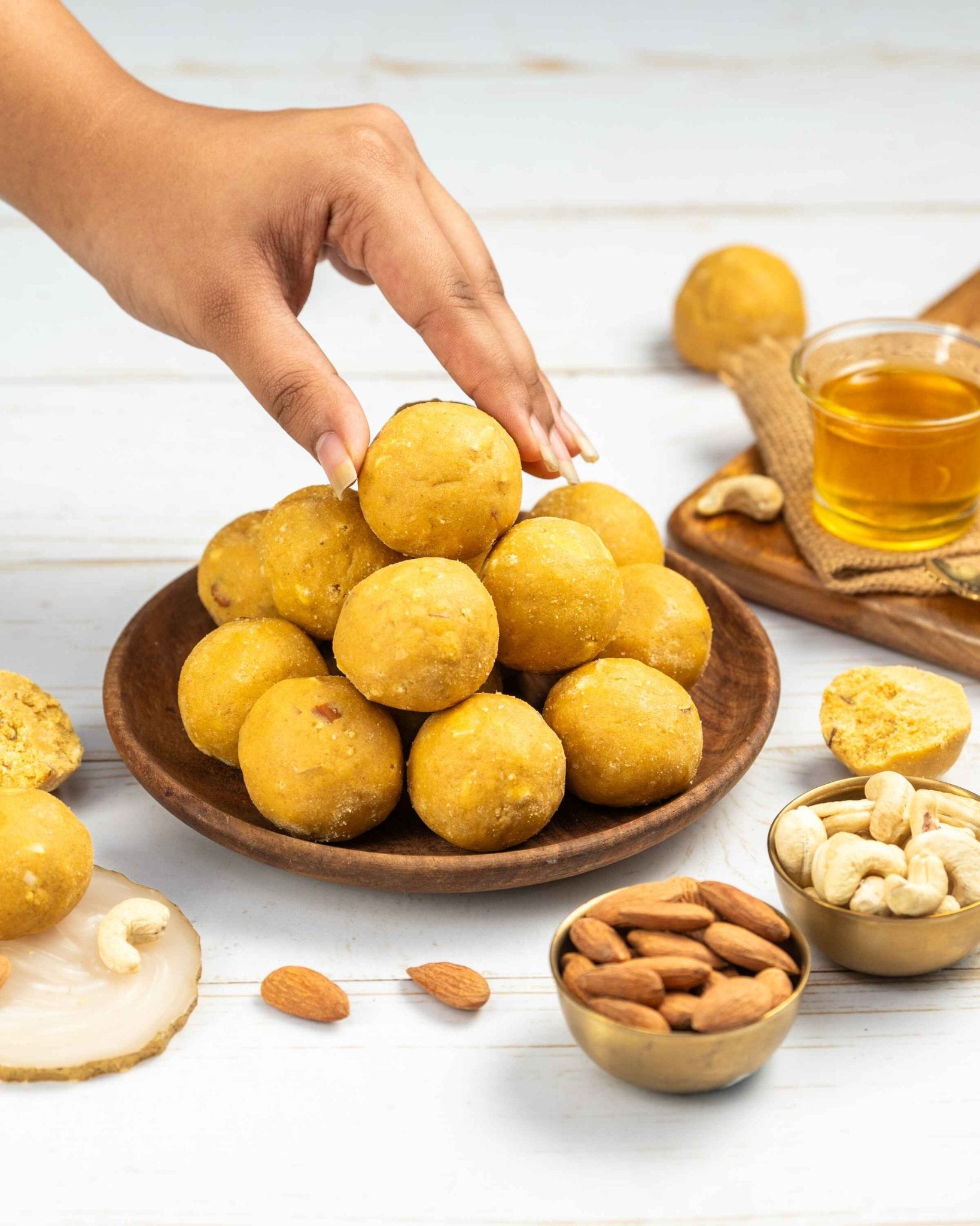 Besan Laddoo | Traditional Handmade Gram Flour Ladoo – Sweets on Brown Living™. SKU: NN_19. Img 1.