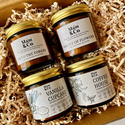 Best Seller Gift Pack - Set of 4 Coconut Wax Candles – Gift Giving on Brown Living™. SKU: BUN10. Img 1.